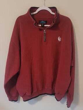 Men's Maroon Quarter-Zip Pullover Sweater - OU Logo